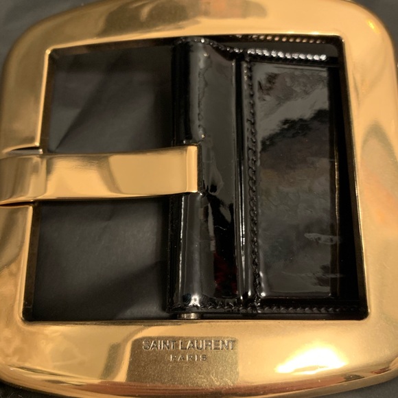 SOLD Saint Laurent Patent Leather Gold Buckle Belt - Picture 4 of 7